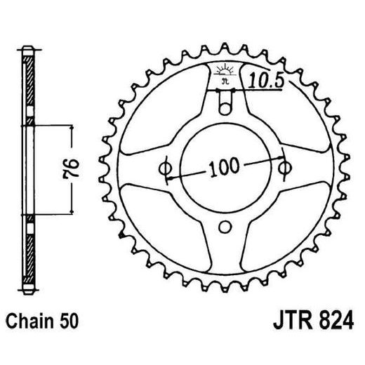 ŘETĚZOVÁ ROZETA JT JTR 824-46 46 ZUBŮ, 530