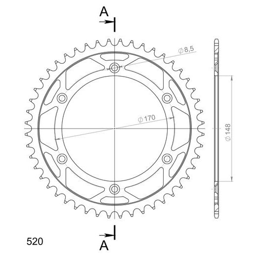 ŘETĚZOVÁ ROZETA SUPERSPROX RFE-828:48-BLK ČERNÝ 48 ZUBŮ, 520