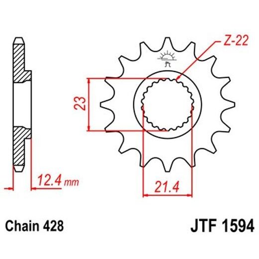 ŘETĚZOVÉ KOLEČKO JT JTF 1594-15 15 ZUBŮ, 428