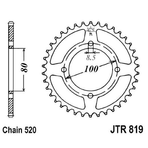 ŘETĚZOVÁ ROZETA JT JTR 819-47 47 ZUBŮ, 520