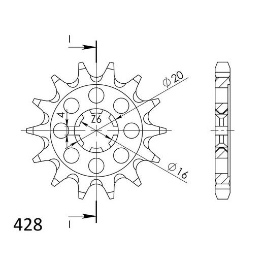 ŘETĚZOVÉ KOLEČKO SUPERSPROX CST-555:14 14 ZUBŮ, 428