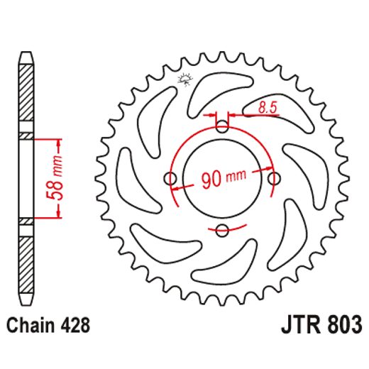 ŘETĚZOVÁ ROZETA JT JTR 803-45 45 ZUBŮ, 428