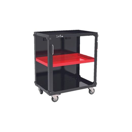 TROLLEY WITH 3 SHELVES LV8 EQC3RS.7605.R L800 BLACK WITH RED SHELVES