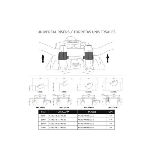 ZVÝŠENÍ ŘIDÍTEK PUIG 22529P STŘÍBRNÁ HEIGHT 20MM, D 29MM
