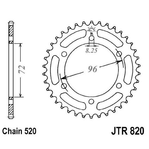 ŘETĚZOVÁ ROZETA JT JTR 820-42 42 ZUBŮ, 520