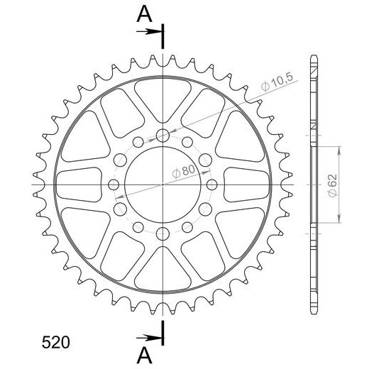 ŘETĚZOVÁ ROZETA SUPERSPROX RFE-845:40-BLK ČERNÝ 40 ZUBŮ, 520