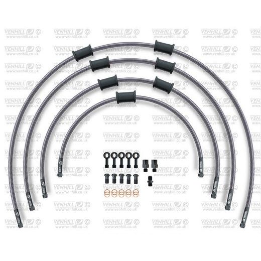 STANDARD HADICE PŘEDNÍ BRZDY SADA VENHILL POWERHOSEPLUS BMW-10012FB (4 HADICE V SADĚ) PRŮHLEDNÉ HADICE, ČERNÉ KONCOVKY