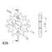 ŘETĚZOVÁ SADA EK - STŘÍBRNÝ ŘETĚZ 428 SRO, O-KROUŽEK, KOLEČKO SUPERSPROX, ROZETA SUPERSPROX PRO YAMAHA YBR 125 2005-2006