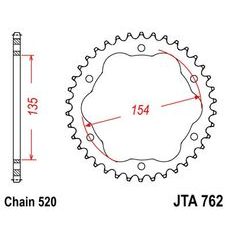Hliníková reťazová rozeta JT JTA 762-38 38 zubov,520