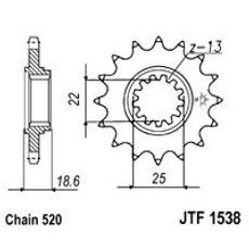 REŤAZOVÉ KOLIEČKO JT JTF 1538-15RB 15 ZUBOV,520 POGUMOVANÉ