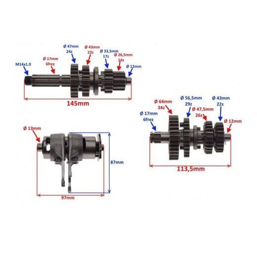 PŘEVODOVKA KOMPLETNÍ XMOTOS 125CC (ZS154FMI-2)