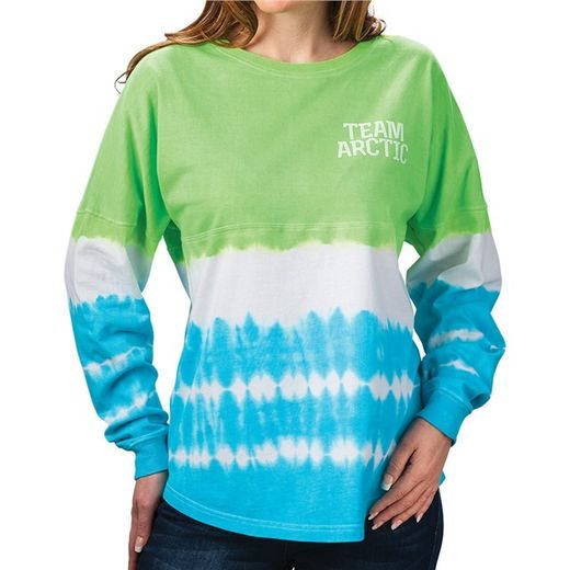 WOMEN'S LONG SLEEVE TEAM ARCTIC TIE DYE GREEN & BLUE