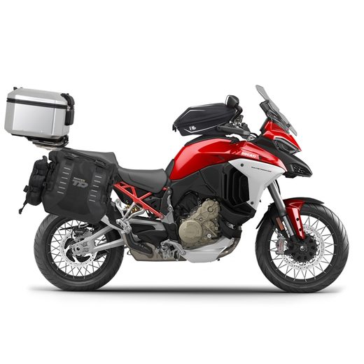 COMPLETE SET OF SHAD TERRA TR40 ADVENTURE SADDLEBAGS AND SHAD TERRA ALUMINIUM 55L TOPCASE, INCLUDING MOUNTING KIT SHAD DUCATI MULTISTRADA 1200 V4