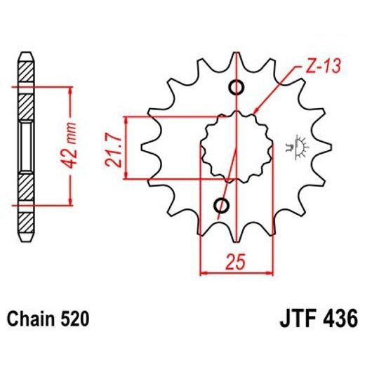 REŤAZOVÉ KOLIEČKO JT JTF 436-16 16 ZUBOV,520