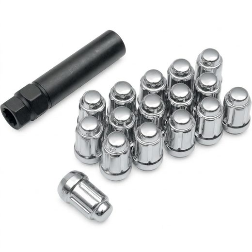 12MMX1.50 FLAT CHROME LUG NUT BOX OF 16