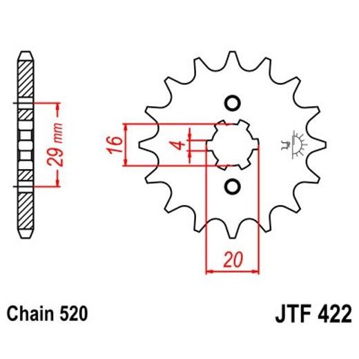 REŤAZOVÉ KOLIEČKO JT JTF 422-14 14 ZUBOV,520