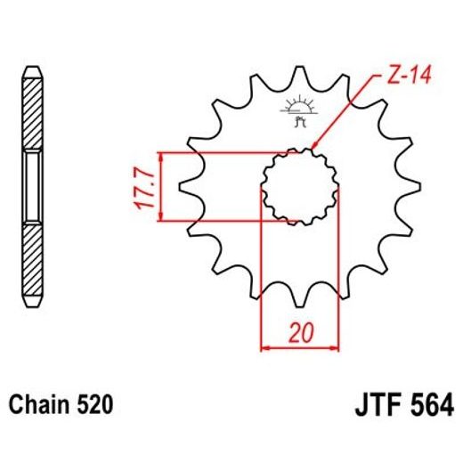 REŤAZOVÉ KOLIEČKO JT JTF 564-14 14 ZUBOV,520