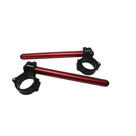 ALUMINIUM-FORGED CLIP-ONS ACCOSSATO WITH METAL CLAMP COMPOSED OF 2 HALF-RINGS 10 DEGREES INCLINATION, RED