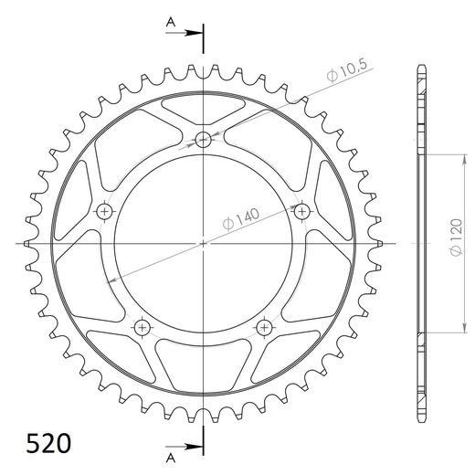 REŤAZOVÁ ROZETA SUPERSPROX RFE-1793:46-BLK ČIERNA 46 ZUBOV,520