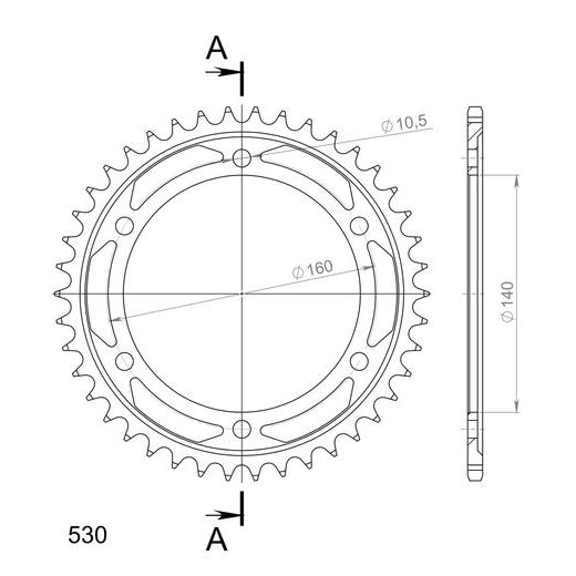 REŤAZOVÁ ROZETA SUPERSPROX RFE-502:42-BLK ČIERNA 42 ZUBOV,530