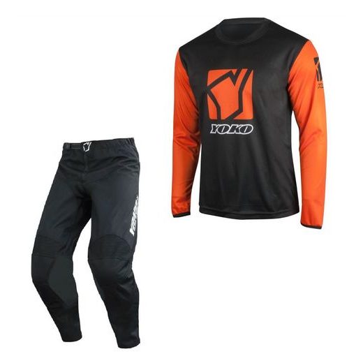 SET OF MX PANTS AND MX JERSEY YOKO TRE+SCRAMBLER BLACK; BLACK/ORANGE 34 (L)