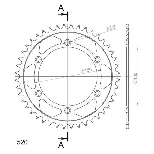 REŤAZOVÁ ROZETA SUPERSPROX RFE-245:44-BLK ČIERNA 44 ZUBOV,520