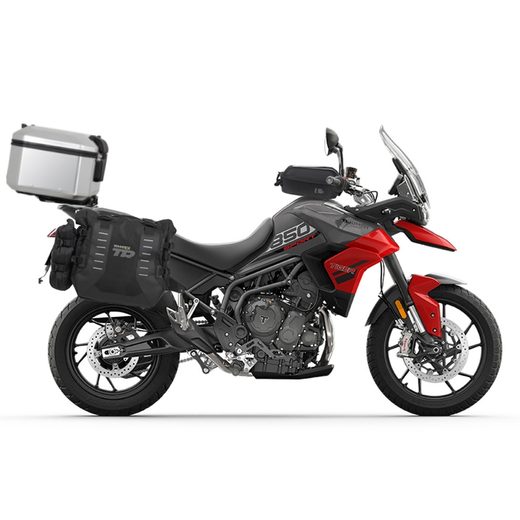 COMPLETE SET OF SHAD TERRA TR40 ADVENTURE SADDLEBAGS AND SHAD TERRA ALUMINIUM 55L TOPCASE, INCLUDING MOUNTING KIT SHAD TRIUMPH TIGER 900