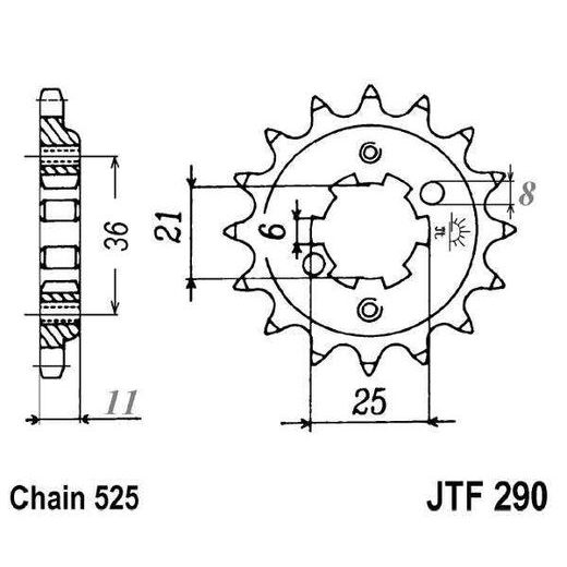 REŤAZOVÉ KOLIEČKO JT JTF 290-15 15 ZUBOV,525