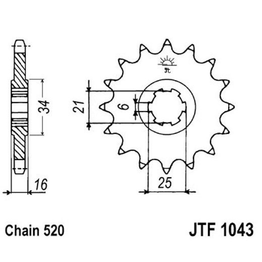 REŤAZOVÉ KOLIEČKO JT JTF 1043-14 14 ZUBOV,520