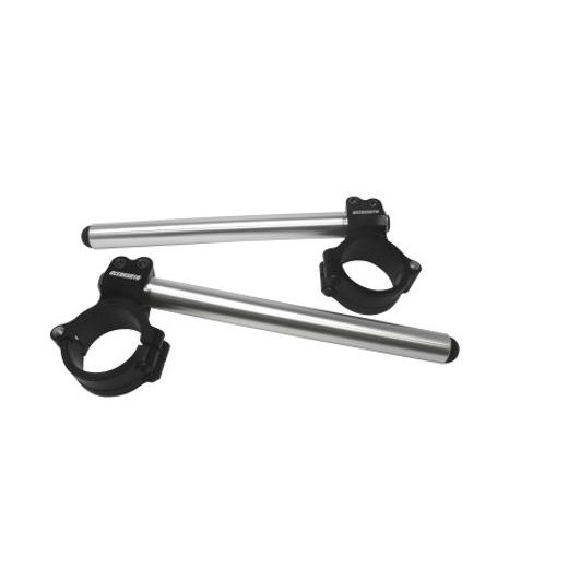 ALUMINIUM-FORGED CLIP-ONS ACCOSSATO WITH METAL CLAMP COMPOSED OF 2 HALF-RINGS 10 DEGREES INCLINATION, SILVER