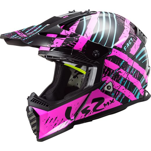 LS2 MX437 FAST EVO VERVE BLACK FLUO PINK