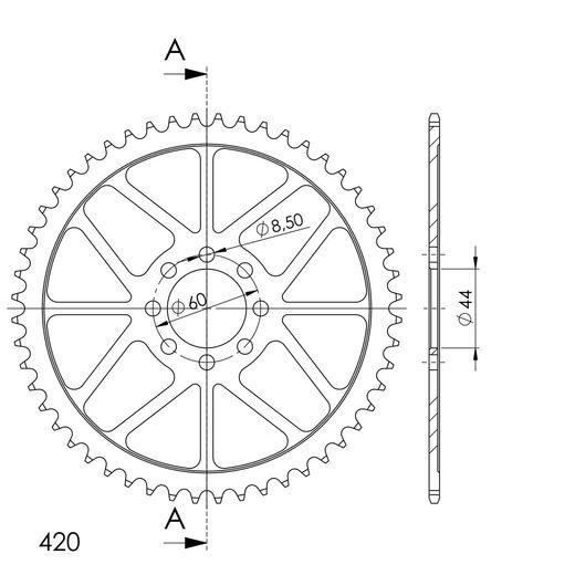 REŤAZOVÁ ROZETA SUPERSPROX RFE-1832:52-BLK ČIERNA 52 ZUBOV,420