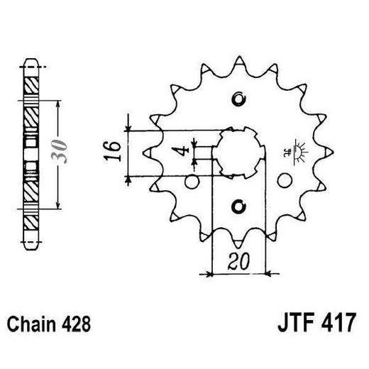 REŤAZOVÉ KOLIEČKO JT JTF 417-16 16 ZUBOV,428