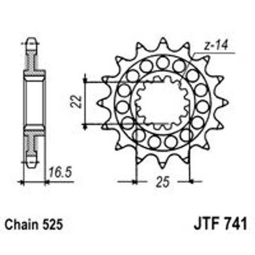 REŤAZOVÉ KOLIEČKO JT JTF 741-15RB 15 ZUBOV,525 POGUMOVANÉ