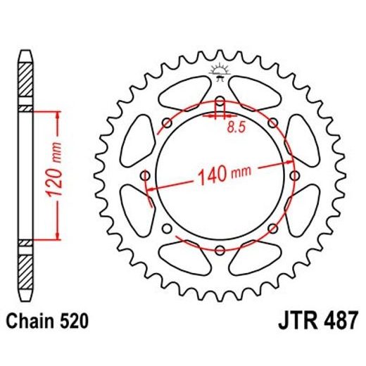 REŤAZOVÁ ROZETA JT JTR 487-45 45 ZUBOV,520