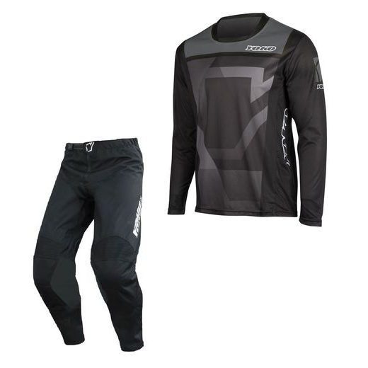 SET OF MX PANTS AND MX JERSEY YOKO TRE+KISA BLACK; BLACK 30 (S)