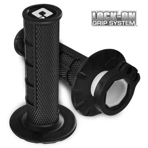 ODI GRIPS MX V2 1/2 WAFLLE LOCK-ON STARTER PACK-BLACK, 2-STROKE