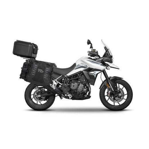 SET OF SHAD TERRA TR40 ADVENTURE SADDLEBAGS AND SHAD TERRA ALUMINIUM TOP CASE TR55 PURE BLACK, INCLUDING MOUNTING KIT SHAD TRIUMPH TIGER 900/GT/RALLY
