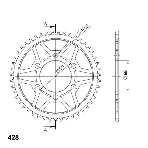 REŤAZOVÁ ROZETA SUPERSPROX RFE-1222:47-BLK ČIERNA 47T