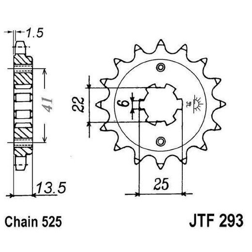 REŤAZOVÉ KOLIEČKO JT JTF 293-15 15 ZUBOV,525