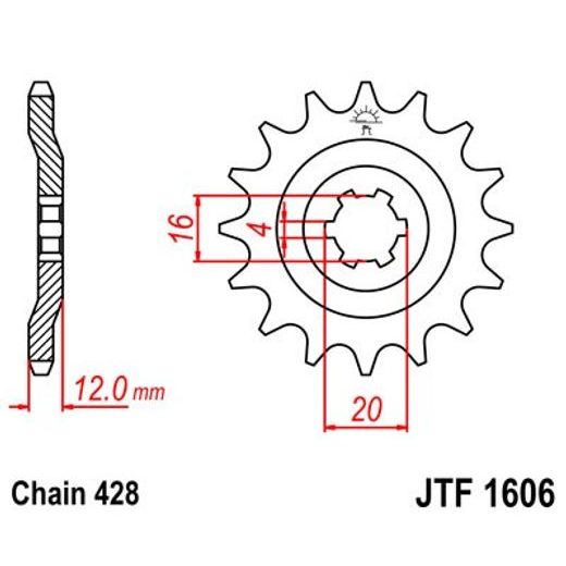 REŤAZOVÉ KOLIEČKO JT JTF 1606-14 14 ZUBOV,428