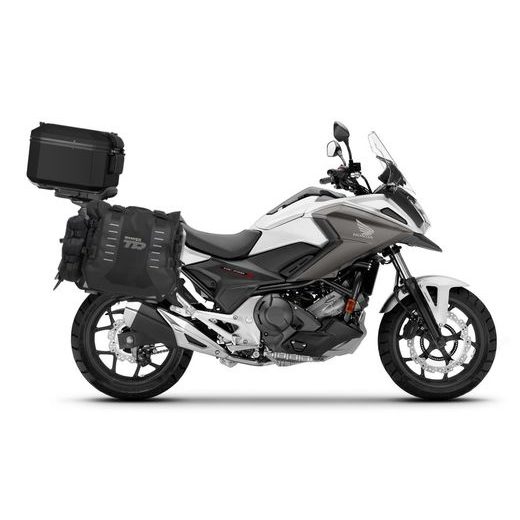 SET OF SHAD TERRA TR40 ADVENTURE SADDLEBAGS AND SHAD TERRA ALUMINIUM TOP CASE TR55 PURE BLACK, INCLUDING MOUNTING KIT SHAD HONDA NC750X