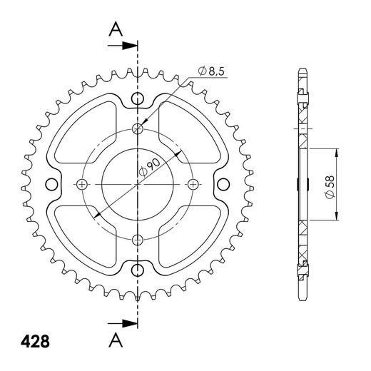 REŤAZOVÁ ROZETA SUPERSPROX STEALTH RST-803:45-GLD ZLATÁ 45T, 428