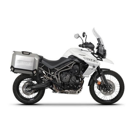 KOMPLETNÁ SADA BOČNÝCH HLINÍKOVÝCH KUFROV SHAD TERRA, 36/47 LITROVÝ BOČNÉ KUFRE, VRÁTANE MONTÁŽNEJ SADY A PLATNI SHAD TRIUMPH TIGER 800