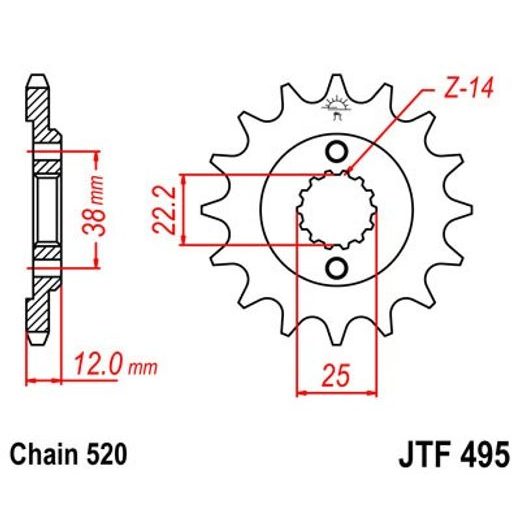 REŤAZOVÉ KOLIEČKO JT JTF 495-15 15 ZUBOV,520