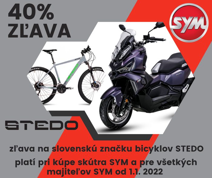 Bonus ku skútrom SYM - 40% zľava na bicykel STEDO