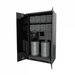 CLOSET FOR OIL STORAGE EQUIPPED WITH KEY LOCK, 3 SLIDING AND HEIGHT ADJUSTABLE SHELVES, OIL COLLECTI LV8 EQA03R ČIERNA