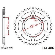 Hliníková reťazová rozeta JT JTA 486-50 50 zubov,520