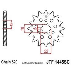 Reťazové koliečko JT JTF 1445-13SC 13 zubov,520 Self Cleaning Lightweight