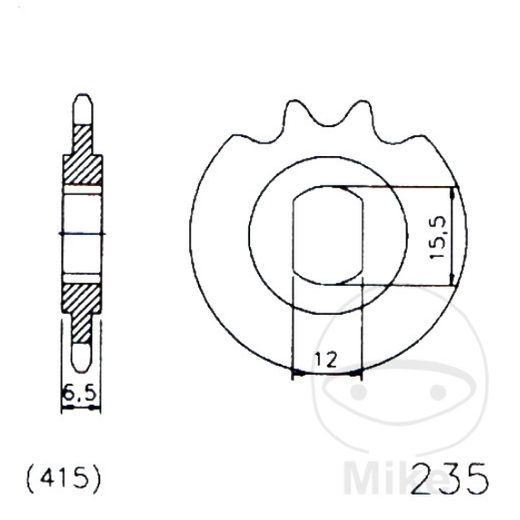 REŤAZOVÉ KOLIEČKO JMT 13T, ROZTEČ 415 PREDĹŽENÝ OTVOR 12/15,5